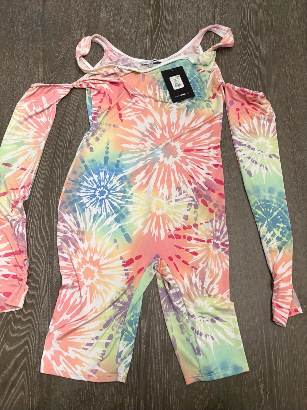 Fashion Nova Pastel Tie-Dye shorts Romper in Multicolor